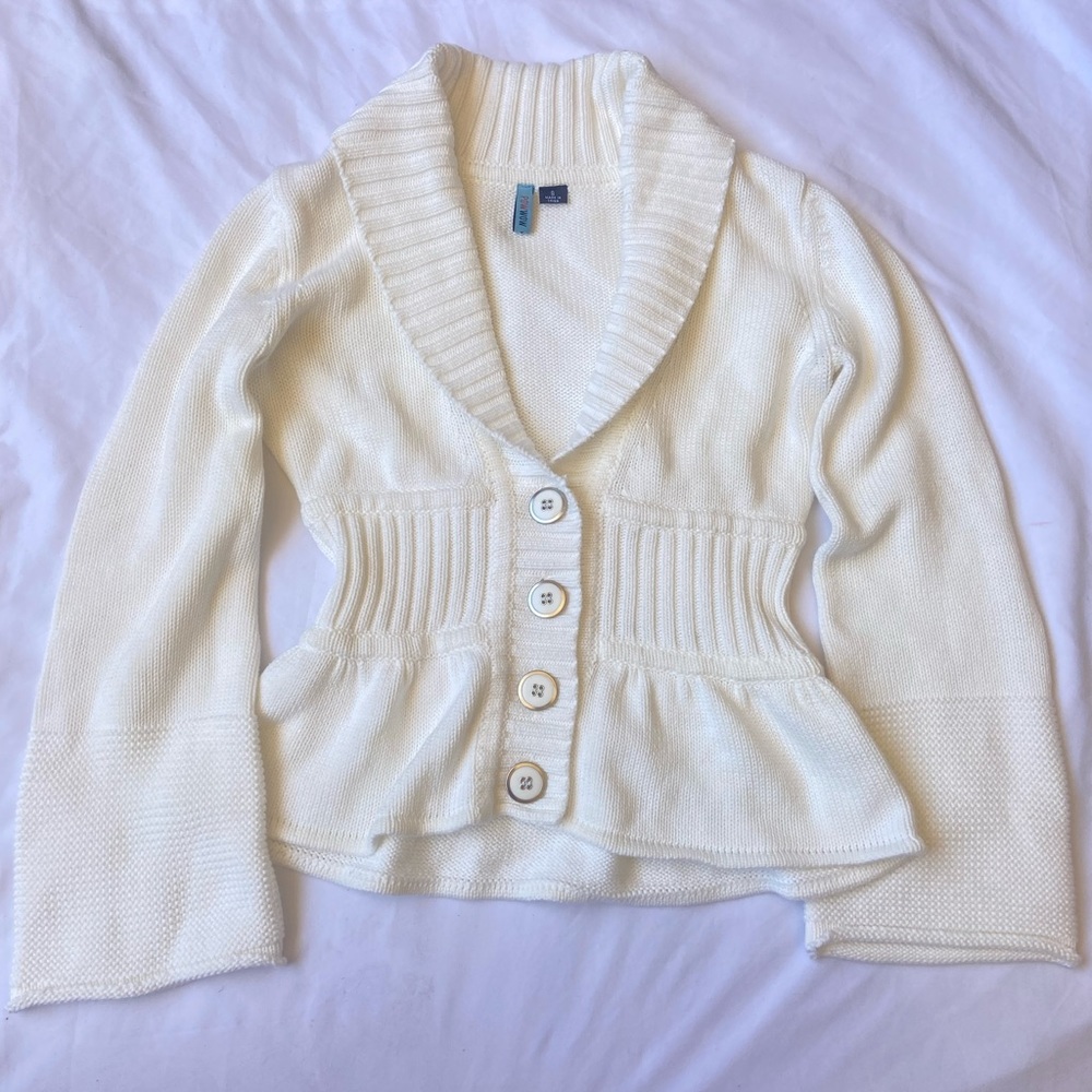 Soft white button sweater